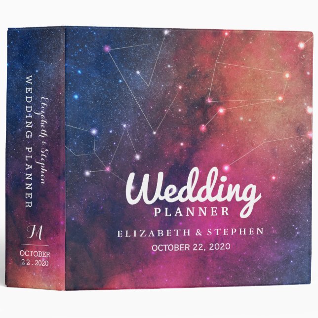 Wedding Planner Galaxy Stars Nebula Constellations 3 Ring Binder (Front/Spine)