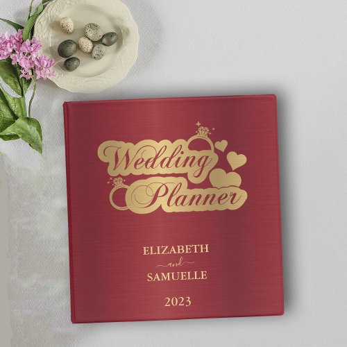 Wedding Planner Gold and Red Binder