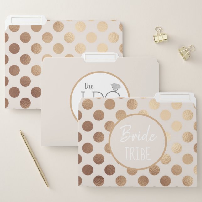 Wedding Planner Gold Foil Polka Dot Pink File Folder (Set)