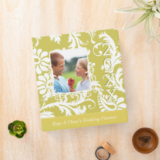Wedding Planner Gold Lime Damask Engagement Photo Binder
