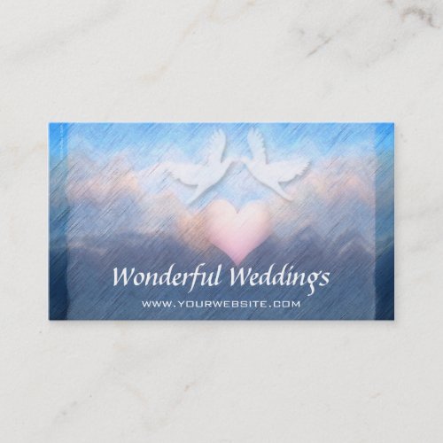 Wedding Planner Heart Doves Business Card