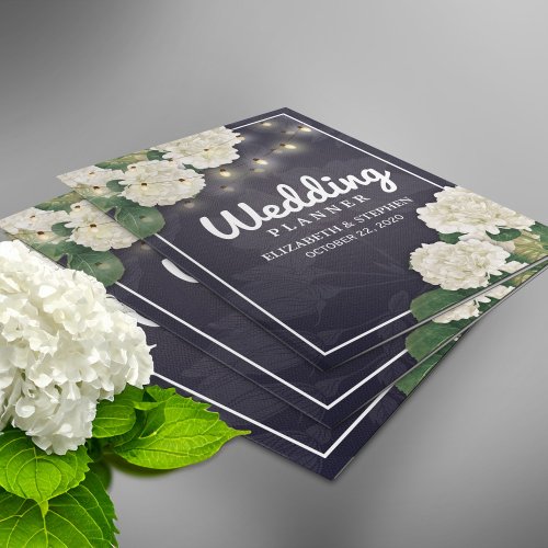 Wedding Planner Hydrangea Flowers String Lights Pocket Folder