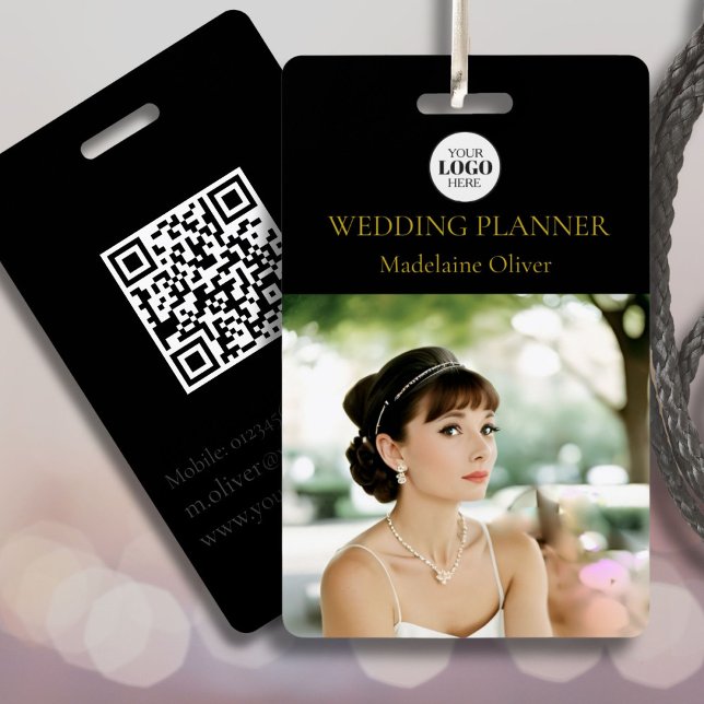 Wedding Planner ID Photo Black QR Code Logo Badge (Creator Uploaded)