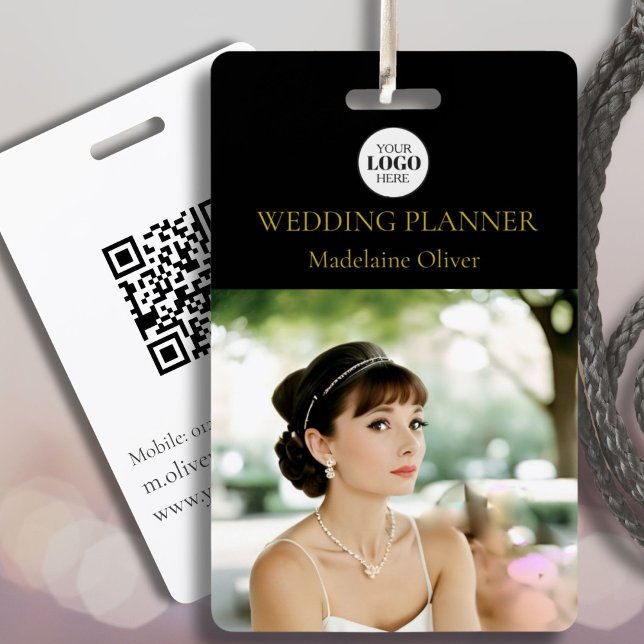 Wedding Planner ID Photo Black QR Code Logo Badge (Creator Uploaded)