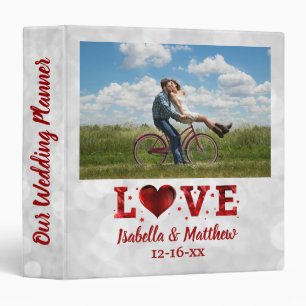 Wedding Planner Love Red Heart Custom Photo 3 Ring Binder