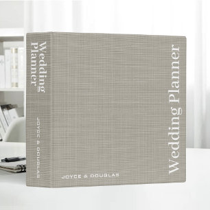 Wedding Planner Minimalist Linen Fabric Texture 3 Ring Binder