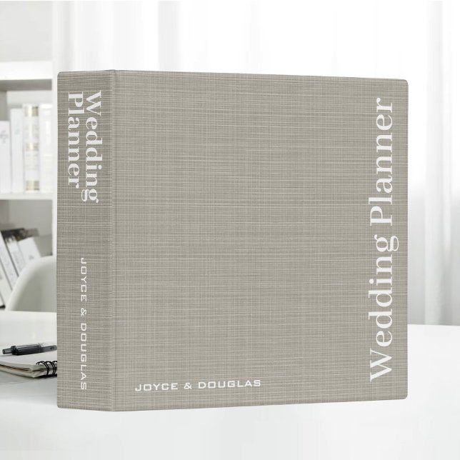Wedding Planner Minimalist Linen Fabric Texture  3 Ring Binder (Creator Uploaded)