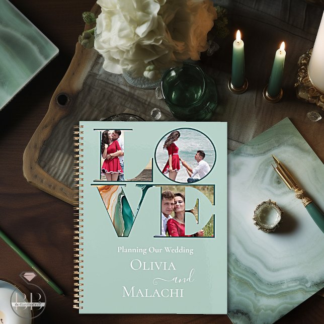 Wedding Planner Modern Abstract Agate Sea Green  (Creator Uploaded)