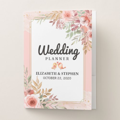 Wedding Planner Modern Elegant Chic Pink Flowers Pocket Folder