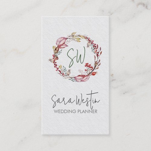 Wedding Planner Monogram Business Card