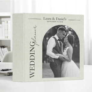 Wedding Planner Nature Linen Personalized Photo 3 Ring Binder