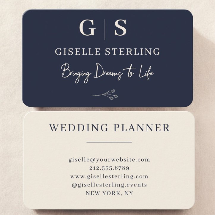 Wedding Planner Navy Blue Business Card