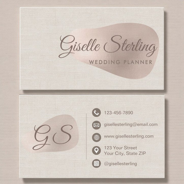 Wedding Planner Neutral Beige Linen Abstract Business Card