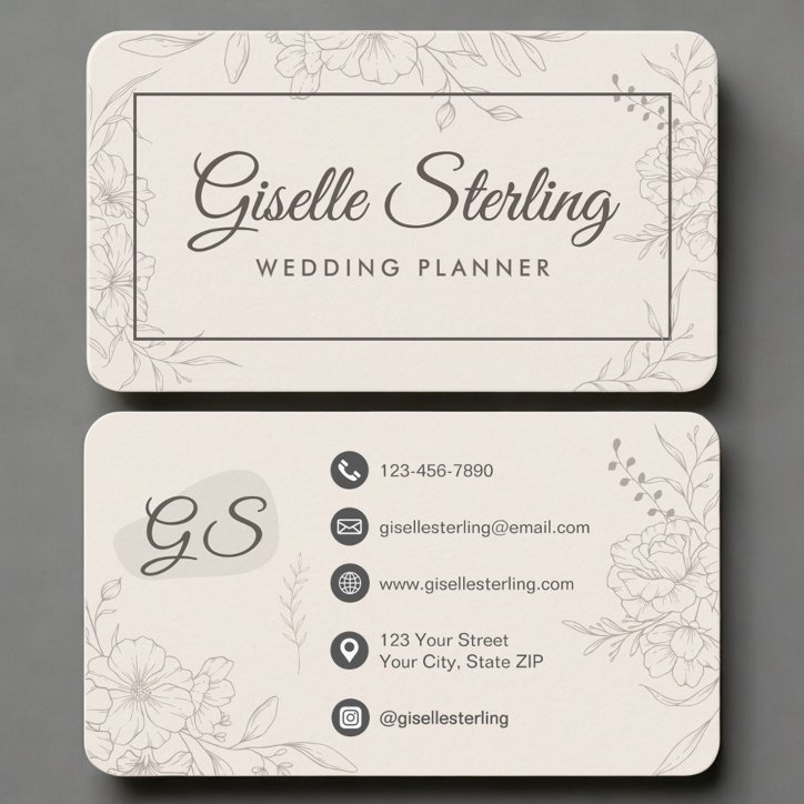 Wedding Planner Neutral Floral Business Card