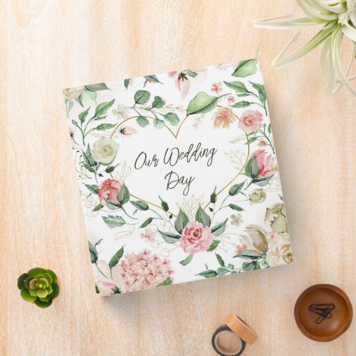 Wedding Planner Organizer Romantic Floral Wreath  3 Ring Binder