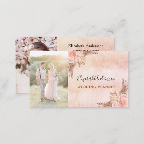 Wedding planner pampas grass QR code Business Card