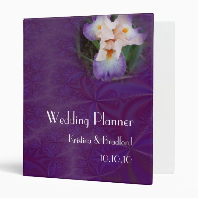 Wedding Planner Peach Iris Avery Binder (Front/Inside)