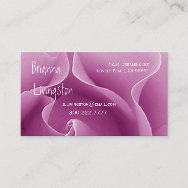 Wedding Planner PINK Rose Business Card Template (Front)