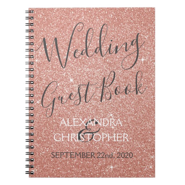 Wedding Planner Pink - Rose Gold Sparkle Glitter Notebook (Front)