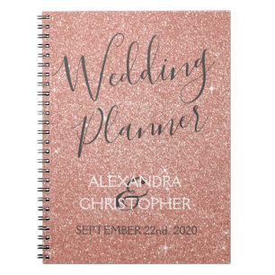Wedding Planner Pink - Rose Gold Sparkle Glitter Notebook