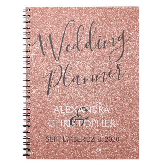 Wedding Planner Pink - Rose Gold Sparkle Glitter Notebook