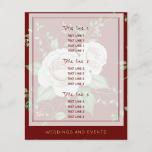 Wedding Planner Red Burgundy Gold Roses Template Flyer