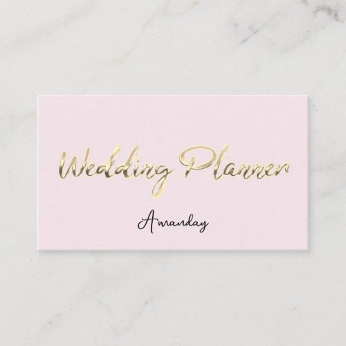 Wedding Planner Script Gold QR Code Logo Pink Business Card