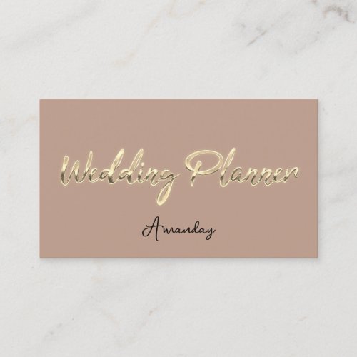 Wedding Planner Script Gold QR Code Logo Rose Business Card