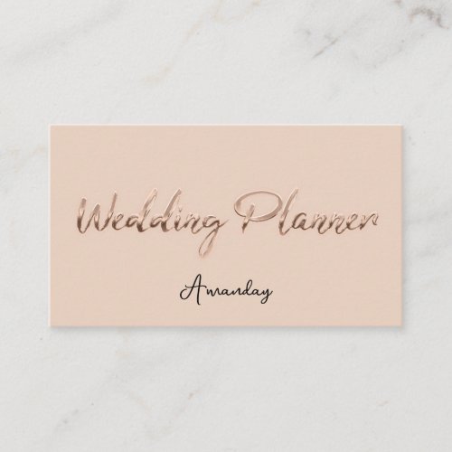 Wedding Planner Script Gold QR Code Logo Rose Business Card