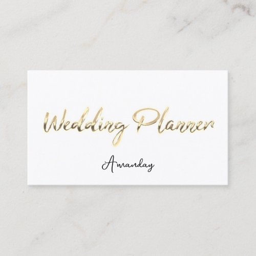 Wedding Planner Script Gold QR Code Logo White Business Card