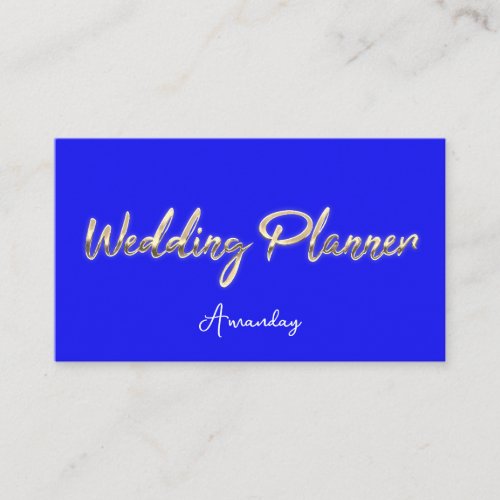 Wedding Planner Script Gold QRCode Logo Royal Blue Business Card