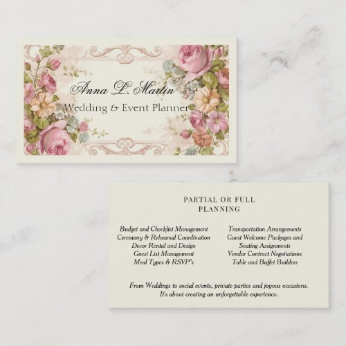Wedding Planner Vintage Elegant French Country Business Card