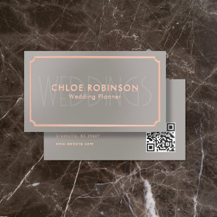 Wedding Planner Vintage Luxury QR Code Beige Foil Business Cards