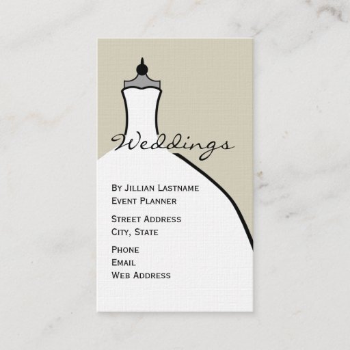 Customizable Wedding Planner - Wedding Dress Form Business Card Template