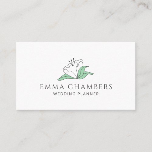 Wedding Planner White Flower Business Card