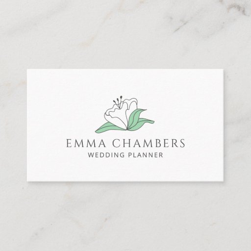Customizable Wedding Planner White Flower Business Card