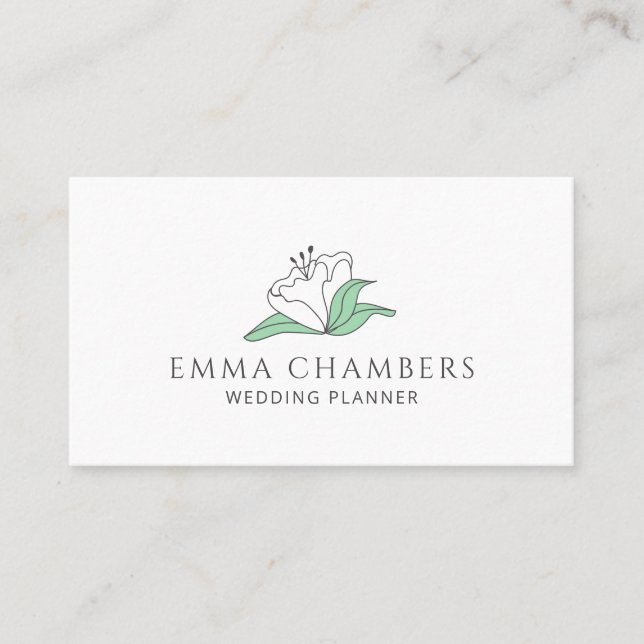Wedding Planner White Flower Business Card (Front)