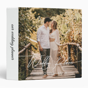 wedding planner white hcalligraphy couple photo  3 ring binder