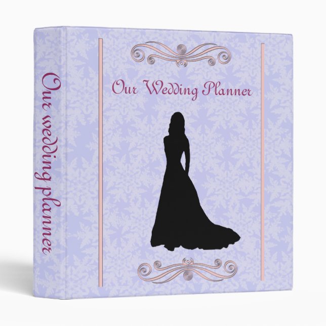 Wedding planner with bridal silhouette. 3 ring binder (Front/Spine)