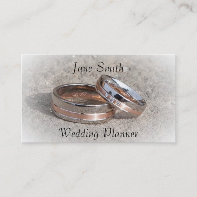 Wedding Planner with entwined wedding rings Business Card (Front)