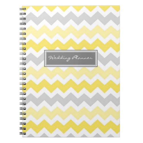 Wedding Planner Yellow Gray Chevrons Notebook