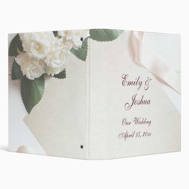 wedding planning book white roses template binder (Background)