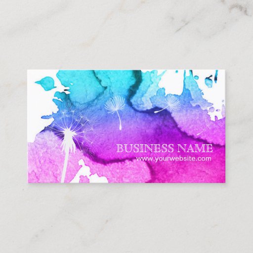 Customizable Wedding Planning Dandelion Elegant Watercolor Business Card