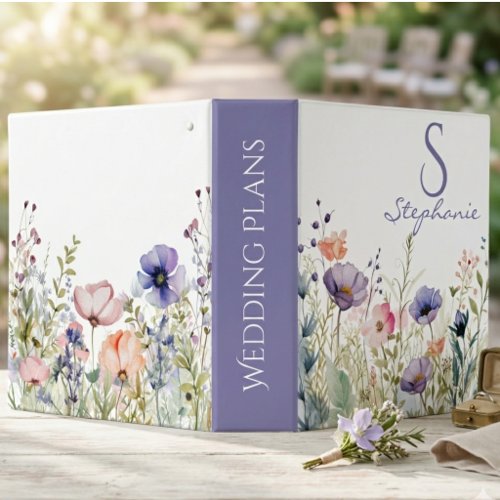 Wedding Planning Purple Wildflower Meadow 3 Ring Binder