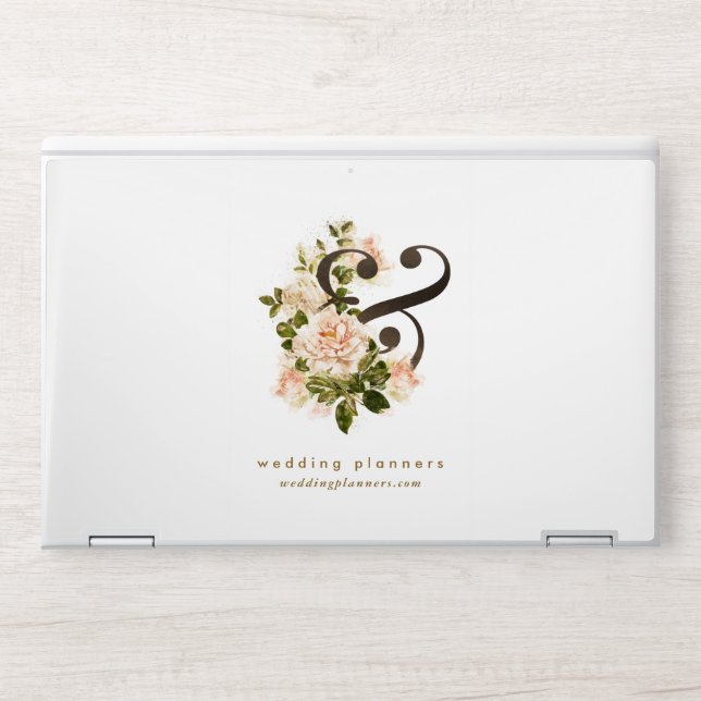 Wedding Planning Romantic Peach Rose Ampersand HP Laptop Skin (Front)
