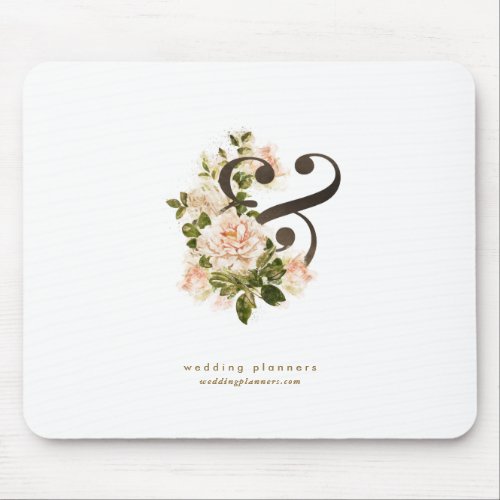 Wedding Planning Romantic Peach Rose Ampersand Mouse Pad
