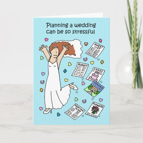 Wedding Planning Stress Bridal Cartoon Card