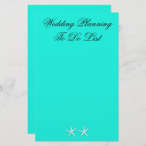 Wedding Planning To Do List Starfish Teal Blue Stationery