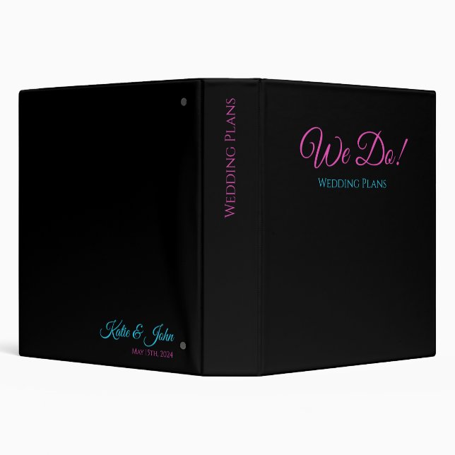 Wedding Plans-Blue and Pink-  3 Ring Binder (Background)