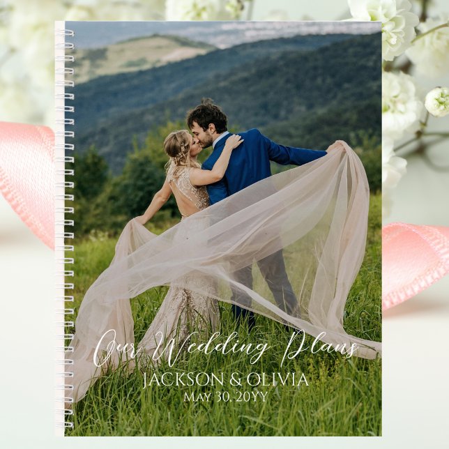 Wedding Plans & Custom Photo, Bride, Elegant Gold Notebook (Creator Uploaded)